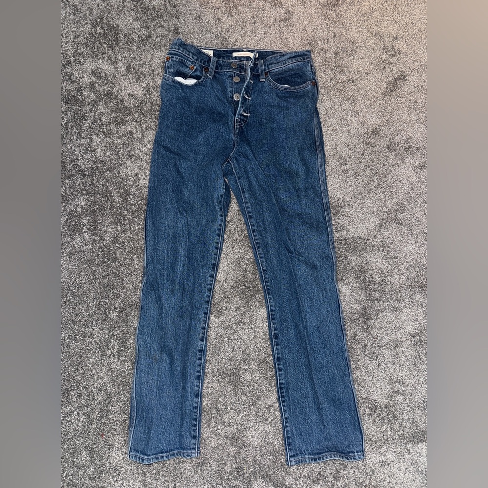 Levi's Women's Straight Leg Dark Blue Button-Fly Jeans